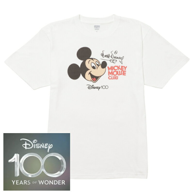 ディズニー創立100周年 限定記念 ミッキーマウスクラブ Tシャツ【Lサイズ】白 レトロ/ヴィンテージ風 /半袖/夏