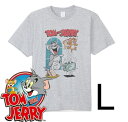 トムとジェリー コットンTシャツ Lサイズ グレー トースター シンプル ワーナーブラザーズ/半袖/おしゃれ/可愛い/夏/プリント/キャラクター