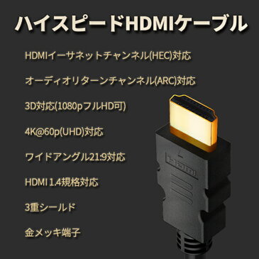 【送料無料】FSC ハイスピード HDMI ケーブル HDMIケーブル Ver1.4 高耐久 イーサネット 4K 3D フルHD オーディオリターン HDMI ケーブル 5m ブラック・グレー【あす楽】