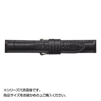 MIMOSA(ミモザ) 時計バンド IT型押ワニ 19mm ブラック (美錠:銀) CIT-A19