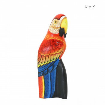 木彫スタンドオウム H20 レッド 10223800631