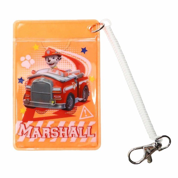 [パウ・パトロール] 定期入れ カードケース パスケース カード収納 コイルチェーン付き 薄い クリア シンプル 子供 キッズ pawpatrol0001 マーシャル(PAW-049)(キャラクターグッズ)