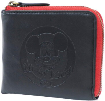 ミッキーマウス[二つ折り 財布]ICカード ケース付き ショートウォレットディズニー(キャラクター グッズ)