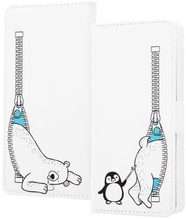 プルームテック 手帳型　レザーケース　ホワイト　キャラクター　ペンギン　シロクマ(キャラクター グッズ)