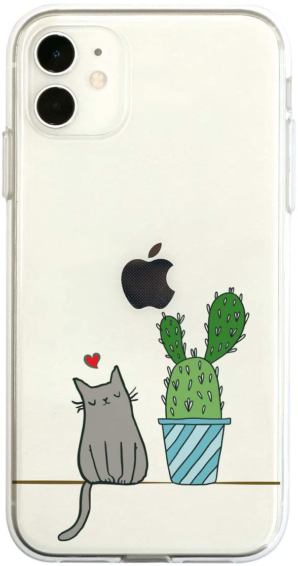 Rakuten - Dparks iPhone 11 ソフト/クリア/スマホケース 猫とサボテン 6.1インチ 背面 DS17258i61R(キャラクター グッズ)