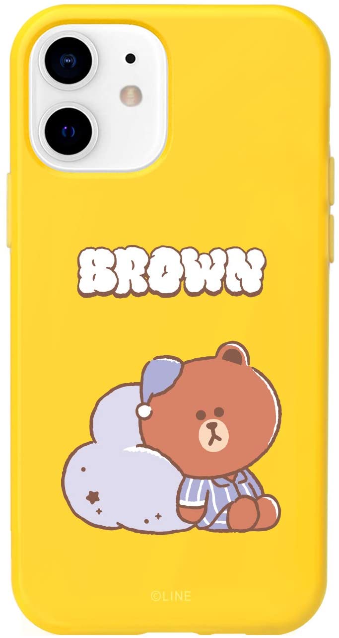 [LINE FRIENDS 公式ライセンス品] iPhone 12 mini ソフト ケース ライン フレンズ [ ブラウン マット仕上げ TPU アイフォン 12 ミニ カバー ] Dreamy Night BROWN KCE-CSB044【国内正規品/(キャラクターグッズ)