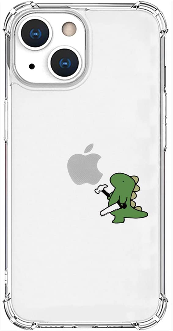 iPhone 13 mini スマホケース [ エイカン恐竜 キャラクター 透明 TPU 耐衝撃] おしごとザウルス 日曜大工 グリーン AK20942i13MN(キャラクターグッズ)