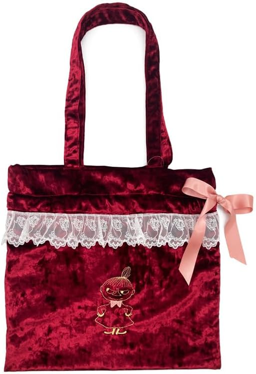 ムーミン レース&ベロア 巾着トート リボン ワインレッド(キャラクターグッズ)