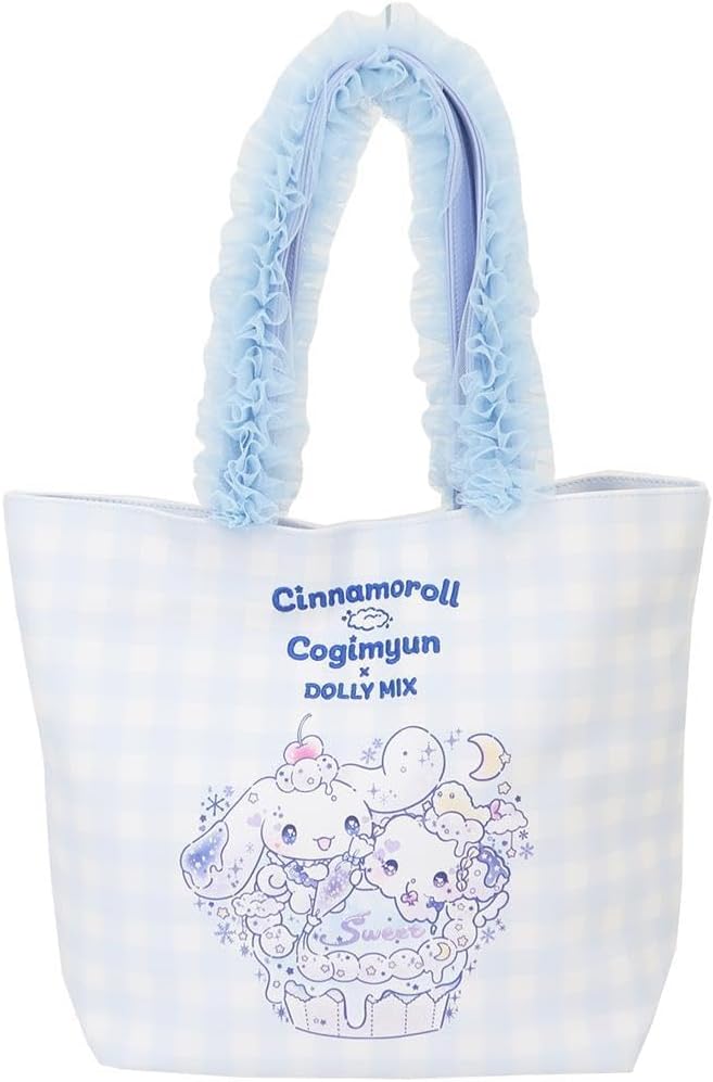 Rakuten - シナモロール&こぎみゅん x ドーリーミックス フリルハンドルトートバッグ ブルー(キャラクター グッズ)