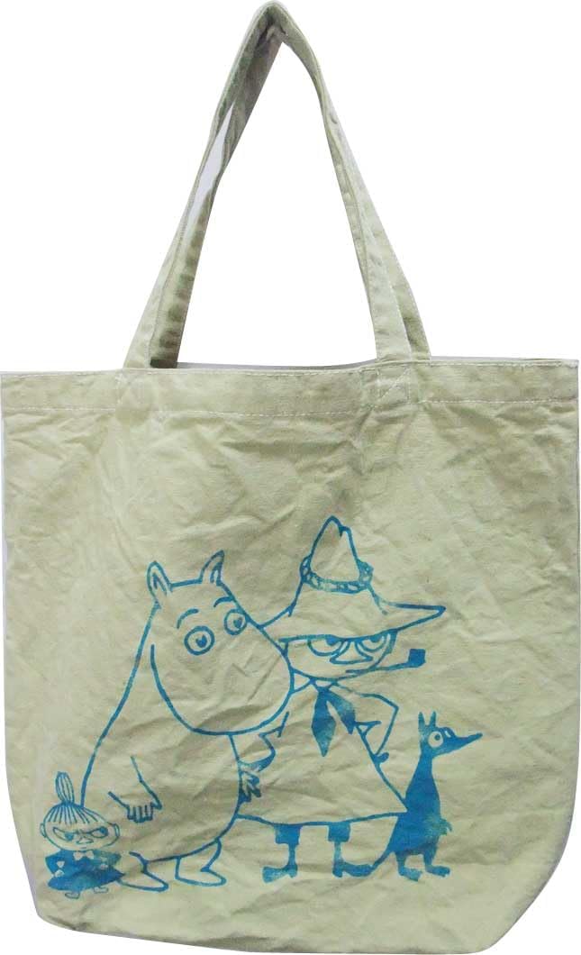 Rakuten - ムーミン 四人 ガーメントダイトート Mサイズ ライトベージュ(キャラクターグッズ)