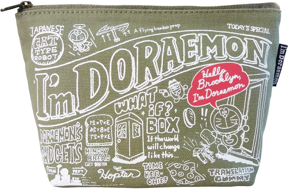 I'm Doraemon ヴィンテージシリーズ ポーチ ヒミツドウグ カーキ(キャラクターグッズ)