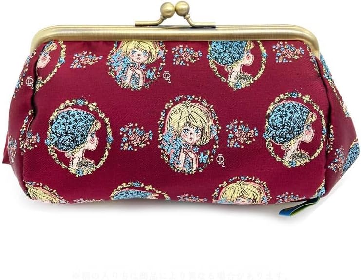 ワタナベ(Watanabe) 水森亜土 ジャガードがま口ポーチ フレーム バーガンディ(キャラクターグッズ)