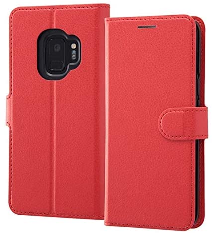 Rakuten - Galaxy S9 手帳型ケース シンプル マグネット/レッド/レイアウト