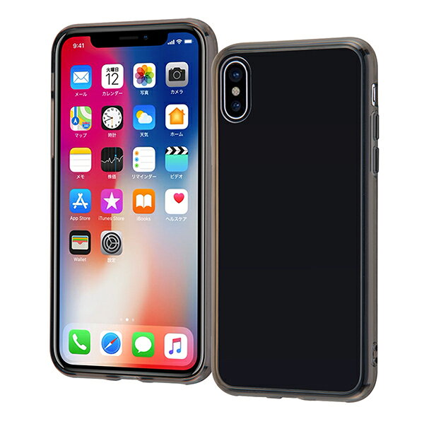 Rakuten - イングレム iPhone X ハイブリッドガラスケース クリア/ブラック IN-P8CC9/BM