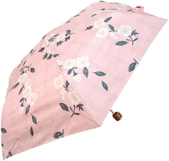 Umbrella - 三国　55cm耐風ミニ　折り畳み傘 白花 -shirohana-　耐風mini ピンク