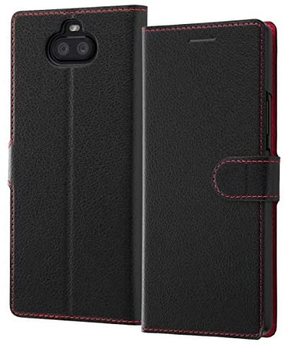 Rakuten - レイ・アウト Xperia 8 ケース 手帳型ケース シンプル マグネット スリープ機能対応/ブラック/レッド