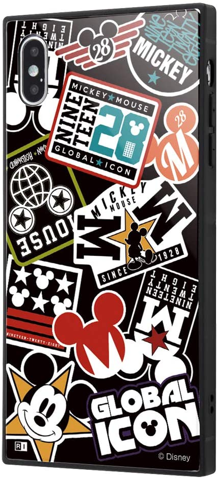 Rakuten - イングレム iPhone XS Max /『ディズニーキャラクター』/耐衝撃ガラスケース KAKU/『Collage/ブラック』_01 IQ-DP19K1B/MK002