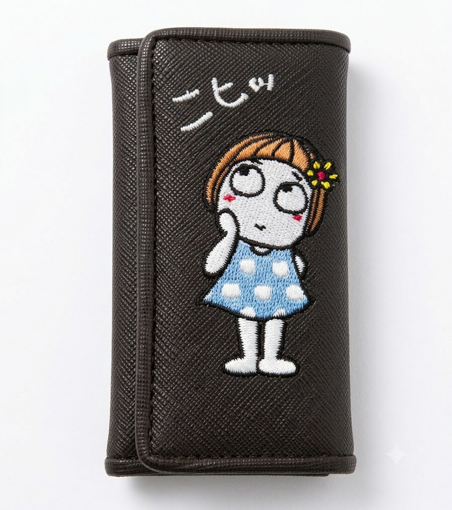 キキぷり 刺繍キーケース ブラック 4連 キーケースKKPR-008(キャラクターグッズ)