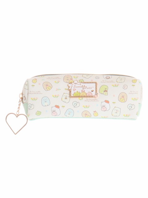 Rakuten - すみっコ合皮総柄プレート付Pポーチ /ミント/ ペンポーチ 文房具 小物収納 女の子(キャラクター グッズ)