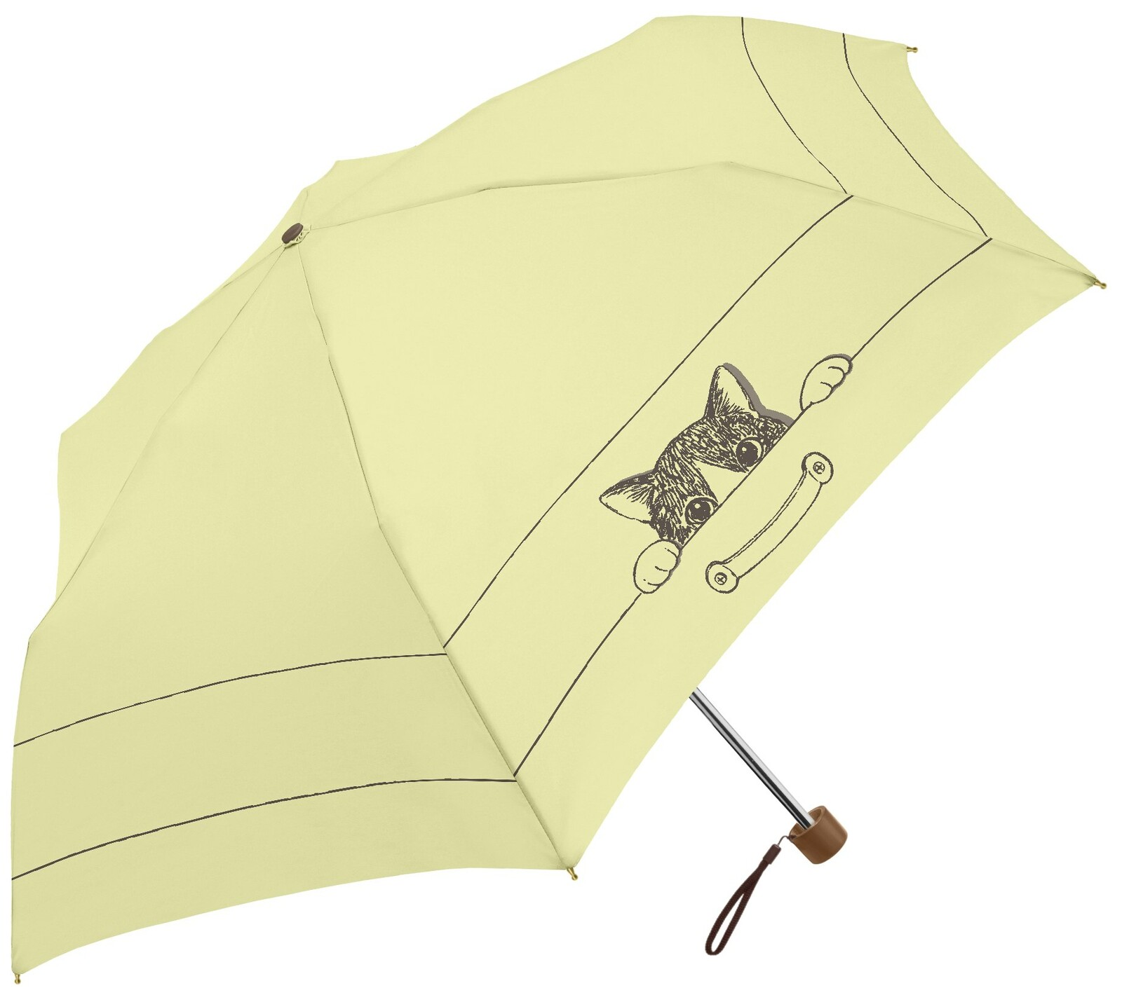 三国【遮光＆遮熱】黒コーティング晴雨兼用傘　折りたたみ　50?楽ミニ『かくれんぼCAT mini』晴雨兼用..