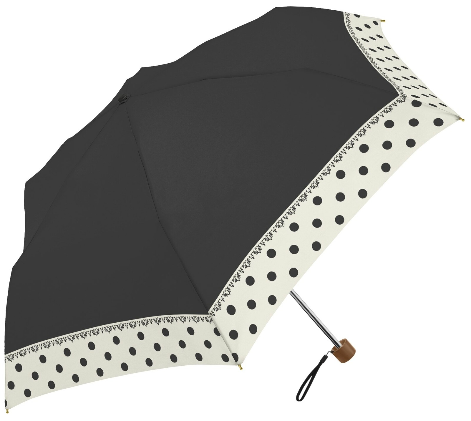 三国【遮光＆遮熱】黒コーティング晴雨兼用傘　50?楽ミニ『リムドット mini』晴雨兼用ミニ　ブラック（..