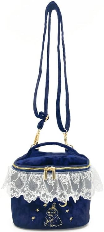 ムーミン レース&ベロア 2wayバニティバッグ 巾着型トートバッグ ホシ ネイビー(キャラクターグッズ)