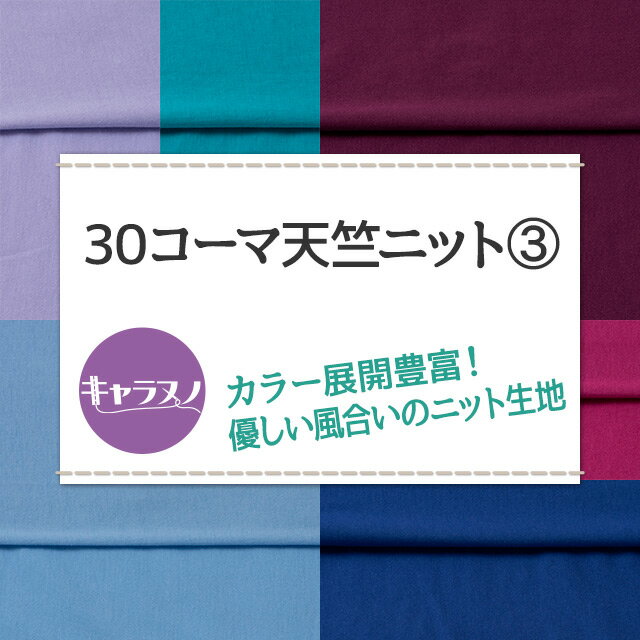 30コーマ天竺ニット 全72色 紫 青 布幅170cm 50cm以上10cm単位販売