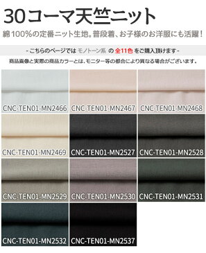 30コーマ天竺ニット 全72色 白 黒 グレー ベージュ 布幅170cm 50cm以上10cm単位販売