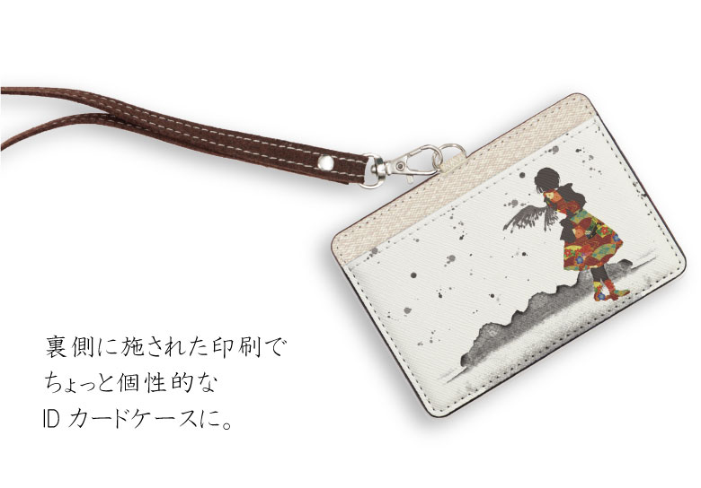 No194 和柄少女 IDカードホルダー ネックストラップ付き ICカードケース ICOCA Suica icカード ケース パス 定期入れ|パスモケース 定期券入れ 定期ケース 定期券ケース icケース idカードホルダー かわいい 二つ折り icカードホルダー 2枚 可愛い