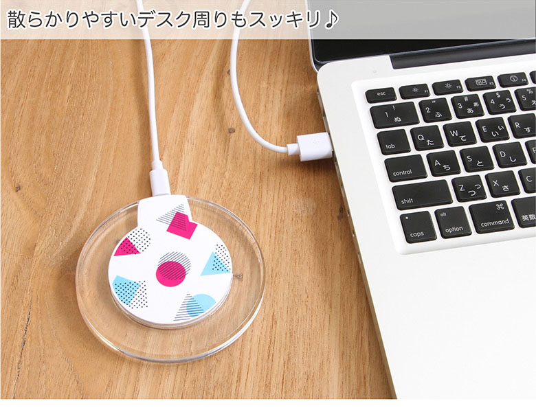 (7/4 20:00-7/11 01:59 15%OFFクーポン) POP&CUTE 置くだけ充電 ワイヤレスチャージャー 丸型 オシャレ ボーダー 幾何学模様 ポップ キュート ピンク イネイビー 猫 ねこ ネコ クリア 便利 無線 スマートフォン iPhone X iPhone8 iPhone8 Plus Galaxy レディース