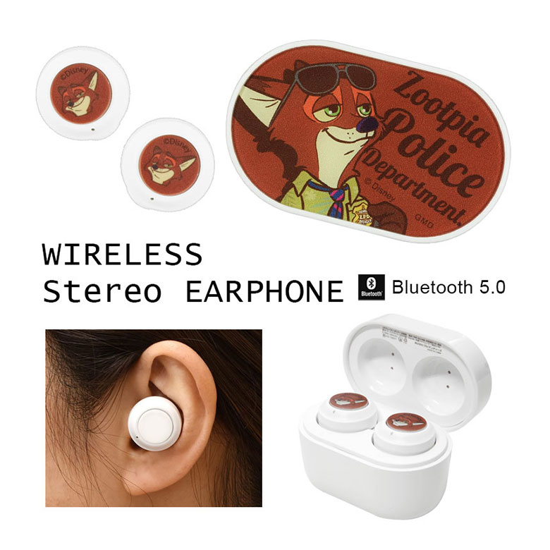(10%OFFクーポン11/27 01:59まで) ディズニーキャラクター ワイヤレスイヤホン 充電ケース付き Bluetooth 5.0 ZOOTOPIA ニ...
