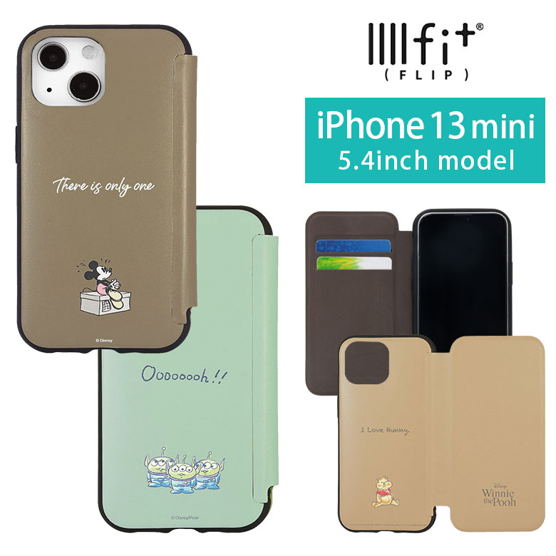 ディズニーキャラクター IIIIfit Flip 手帳型 ケース iPhone13 mini キャラクター スマホケース フリップ iPhone12 mini ケース PIXER シンプル ミッキー カバー iPhone13 mini かわいい 手帳型ケース アイホン アイフォン iPhone 13ミニ カバー