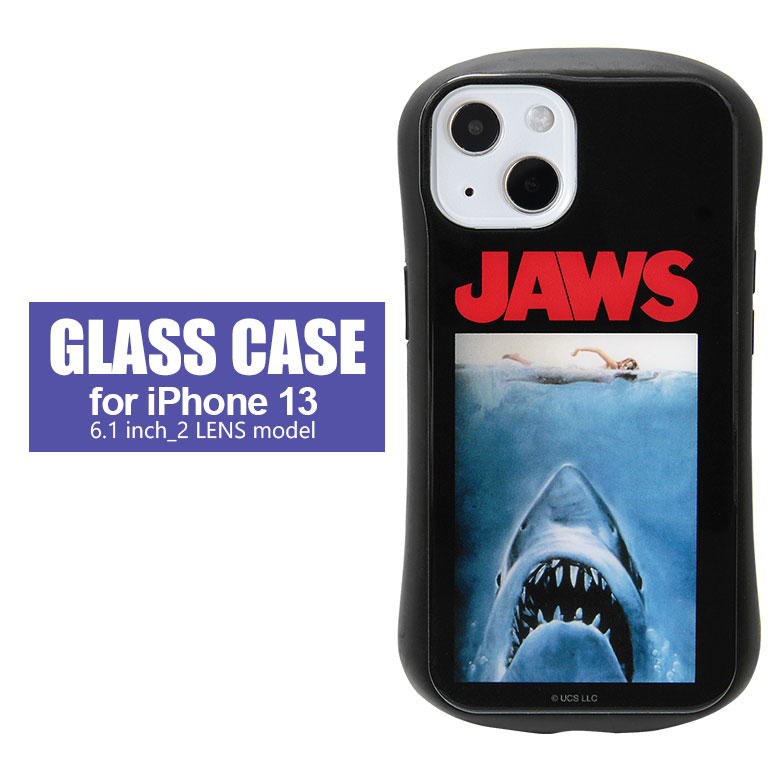 JAWS iPhone 13 ハイブリッドケース iPhone13 スマートフォン ケース ガラス iPhone13ケース ジョーズ ロゴ 海外 映画 サメ ポスター グッズ ガラスケース カバー スマホケース スマホ ジャケ…
