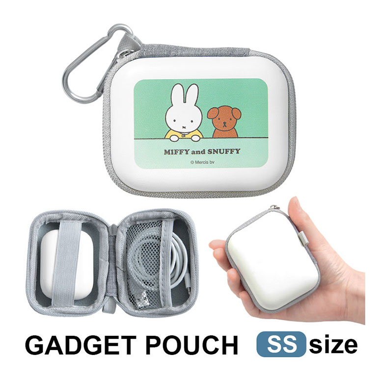 楽天キャラスマミッフィー MIFFY and SNUFFY ガジェットポーチ SS カラビナ付き ハードケース 手のひらサイズ ミニポーチ 丈夫 EVA素材 グッズ 雑貨 ファスナー ポーチ クール スナッフィー グリーン 海外キャラ 大人カワイイ おしゃれ 小物入れ