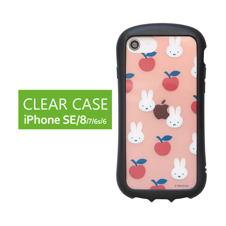 (3/15限定_15％OFFクーポン配布) ミッフィー MIFFY FRUITS iPhone SE 第3世代 第2世代 iPhone8 TPU クリアケース miffyグッズ りんご ピンク 海外キャラ うさぎ ハイブリッド iPhoneSE3 カバー アイフォン 携帯ケース アイホンのサムネイル