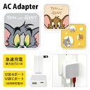 トムとジェリー USB タイプA タイプC AC アダプタ コンセント 2台同時充電可能 3.4A キャラクター かわいい オシャレ グッズ 充電器 アダプター スマホ タブレット ゲーム機 黄色 グレー トムジェリ トムアンドジェリー トム ジェリー チーズ