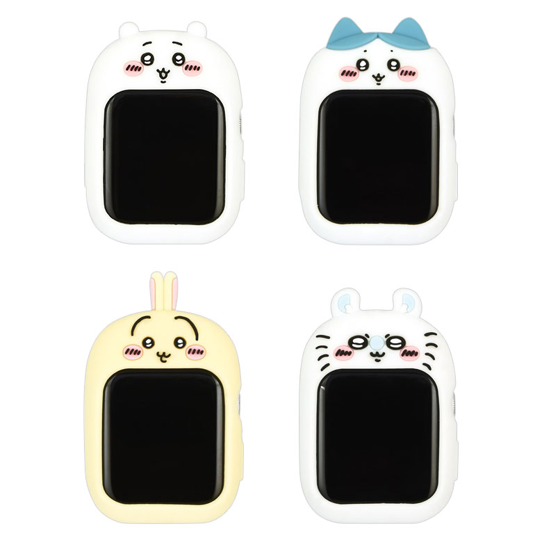 キャラスマのちいかわ Apple Watch 41mm 40mm シリコンカバー ソフトケース キャラクター グッズ シリコン ケース うさぎ イエロー 漫画 アニメ かわいい アップルウォッチ 保護ケース カバー アクセサリー おしゃれ｜アングル2