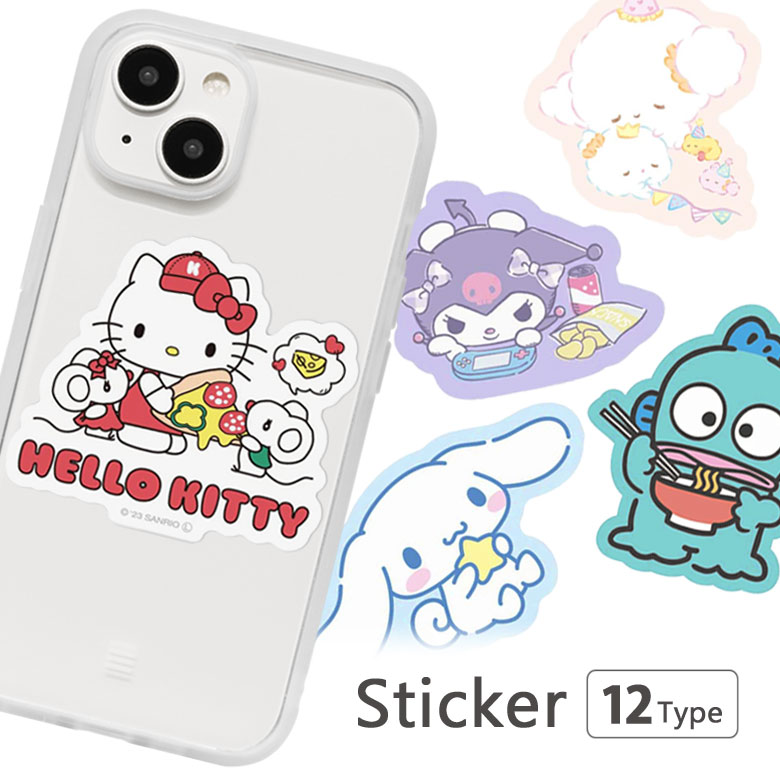 サンリオキャラクターズ モバイルステッカー 3枚セット シールセット 耐水 ステッカー デコレーション 人気 グッズ シナモロール ポチャッコ タキシードサム ...