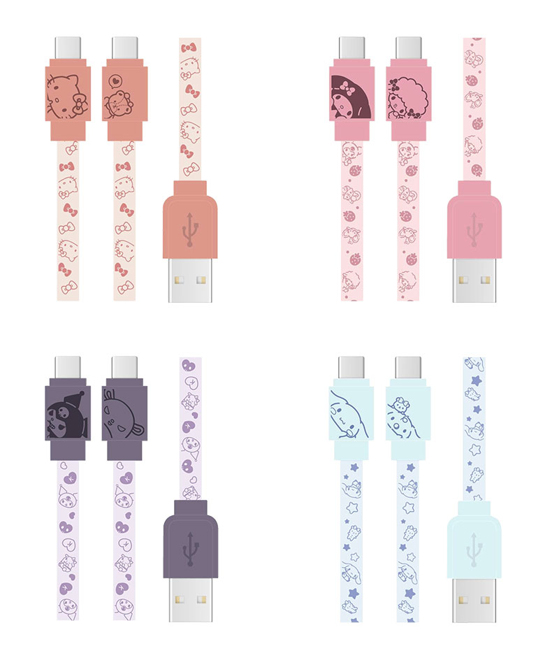 サンリオキャラクターズ USB Type-C 充電ケーブル キャラクター Type-Cケーブル 充電 同期 クロミ シナモロール ケーブル コード かわいい パープル ブルー 充電コード Type-Cケーブル スマートフォン アンドロイド AQUOS Xperia Galaxy