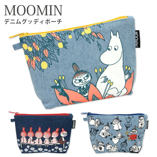 MOOMIN コスメポーチ 小物入れ 収納 デニム生地 収納 かわいい 舟形ポ...