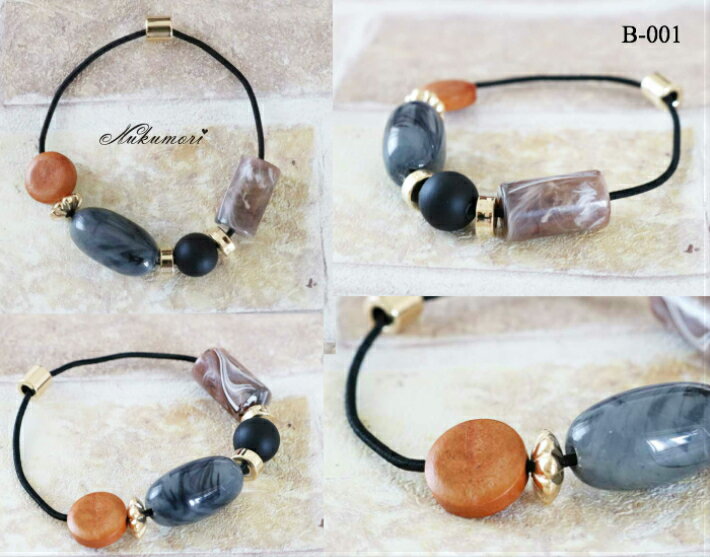 へアゴム ブレスレット ビジュー エスニック ウッド ヘアアクセサリー レディース