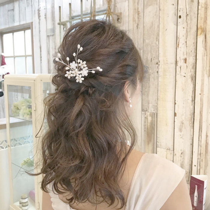 髪飾りフラワー パール かんざし シンプル 簪 Uピン大人可愛い ヘッドドレス 小枝 ...