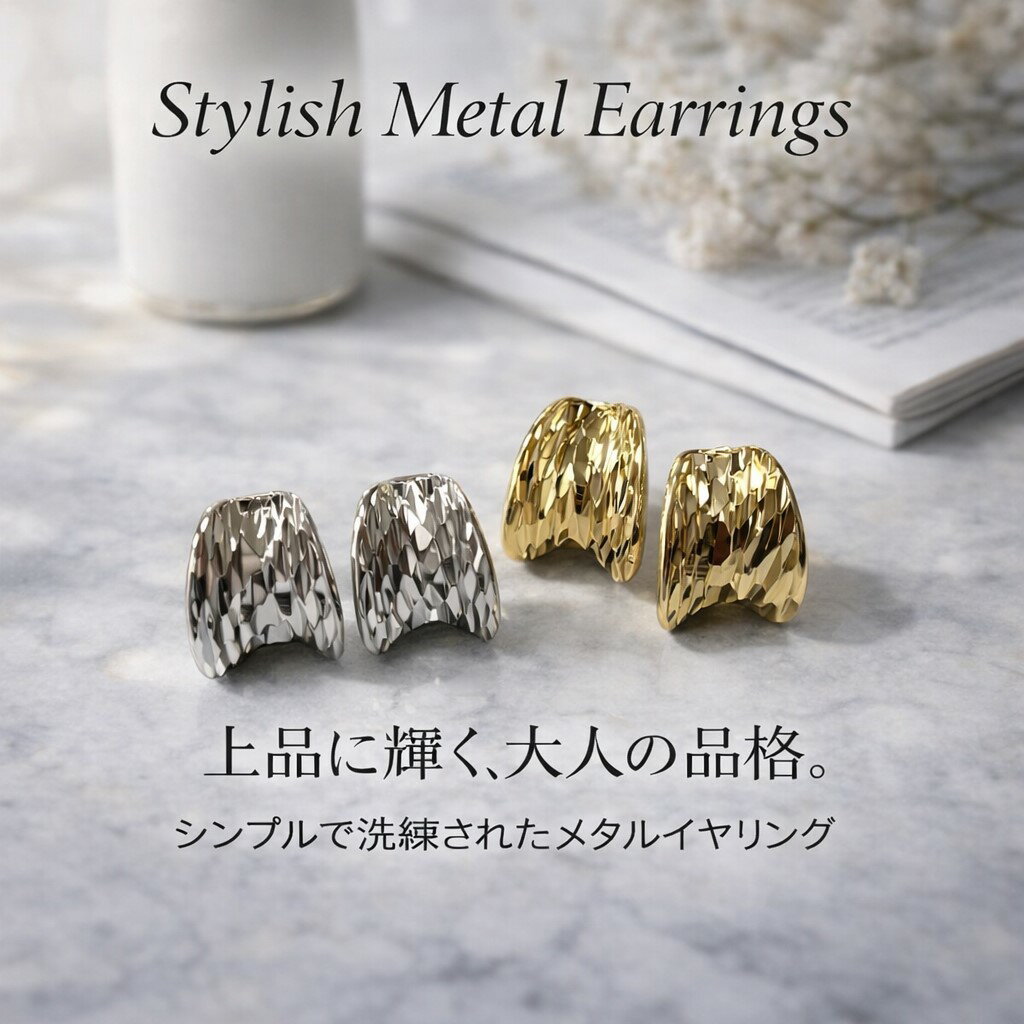 樂天商城 - イヤリング メタル ゴールド シルバー 槌目 ハンマー加工 光沢 上品 大人 きれいめ シンプル 高見え 軽量 痛くなりにくい 華やか オフィス デイリー パーティー プレゼント