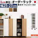 オーダーラック 隙間収納 収納棚 縦長 約 25cm 26cm 27cm ロータイプ 幅 扉付き スリム 隙間 扉付き本棚 木製 薄型収納 ラック 本棚 薄型 すきま収納 オーダー 棚 収納 隙間収納ラック ホワイト/ホワイトウッド/オーク/ウォールナット 【組立品/完成品が選べる】 ABE400108
