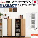 オーダーラック 隙間収納 収納棚 縦長 約 28cm 29cm 30cm ロータイプ 幅 扉付き スリム 隙間 扉付き本棚 木製 薄型収納 ラック 本棚 薄型 すきま収納 オーダー 棚 収納 隙間収納ラック ホワイト/ホワイトウッド/オーク/ウォールナット 【組立品/完成品が選べる】 ABE400109