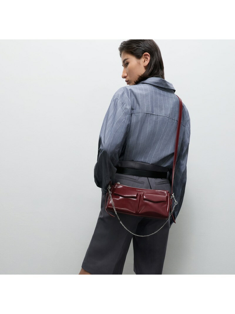 Rachel レイチェル フロントポケット チェーンショルダーバッグ CHARLES & KEITH チャールズアンドキース バッグ ショルダーバッグ シルバー ブラック ホワイト