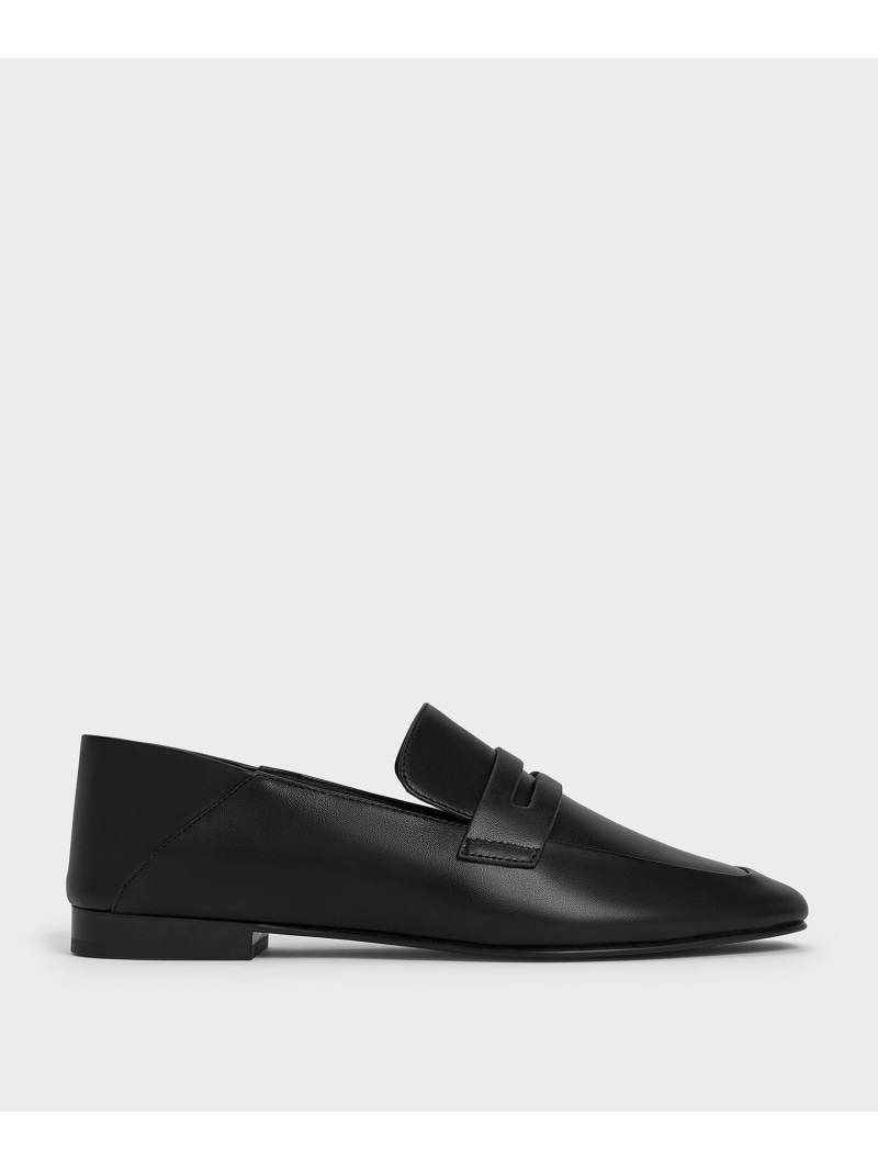 アーモンドトゥ ペニーローファー CHARLES & KEITH チャールズアンドキース シューズ・靴 ローファー ブラウン ホワイト ブラック【送料無料】[Rakuten Fashion]