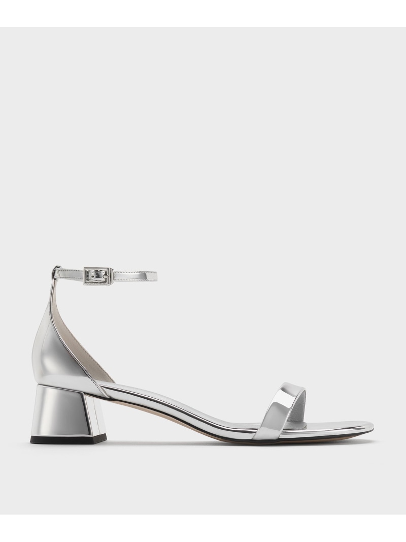 ローブロックヒール アンクルストラップサンダル CHARLES & KEITH チャールズアンドキース シューズ・靴 サンダル シルバー【送料無料】[Rakuten Fashion]