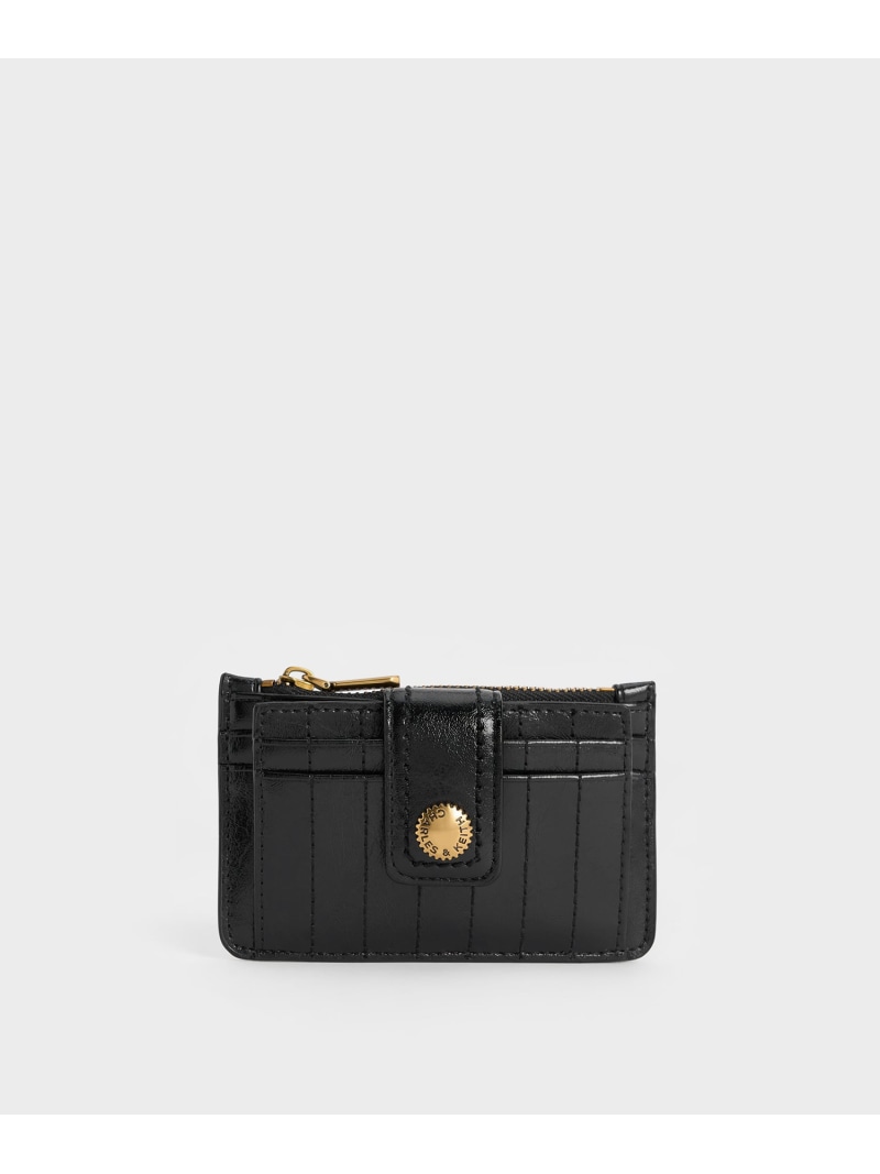 Donna ドンナ クリンクルエフェクトパネルカードホルダー CHARLES & KEITH チャールズアンドキース 財布・ポーチ・ケース 名刺入れ・カードケース ベージュ ブラック【送料無料】[Rakuten Fashion]