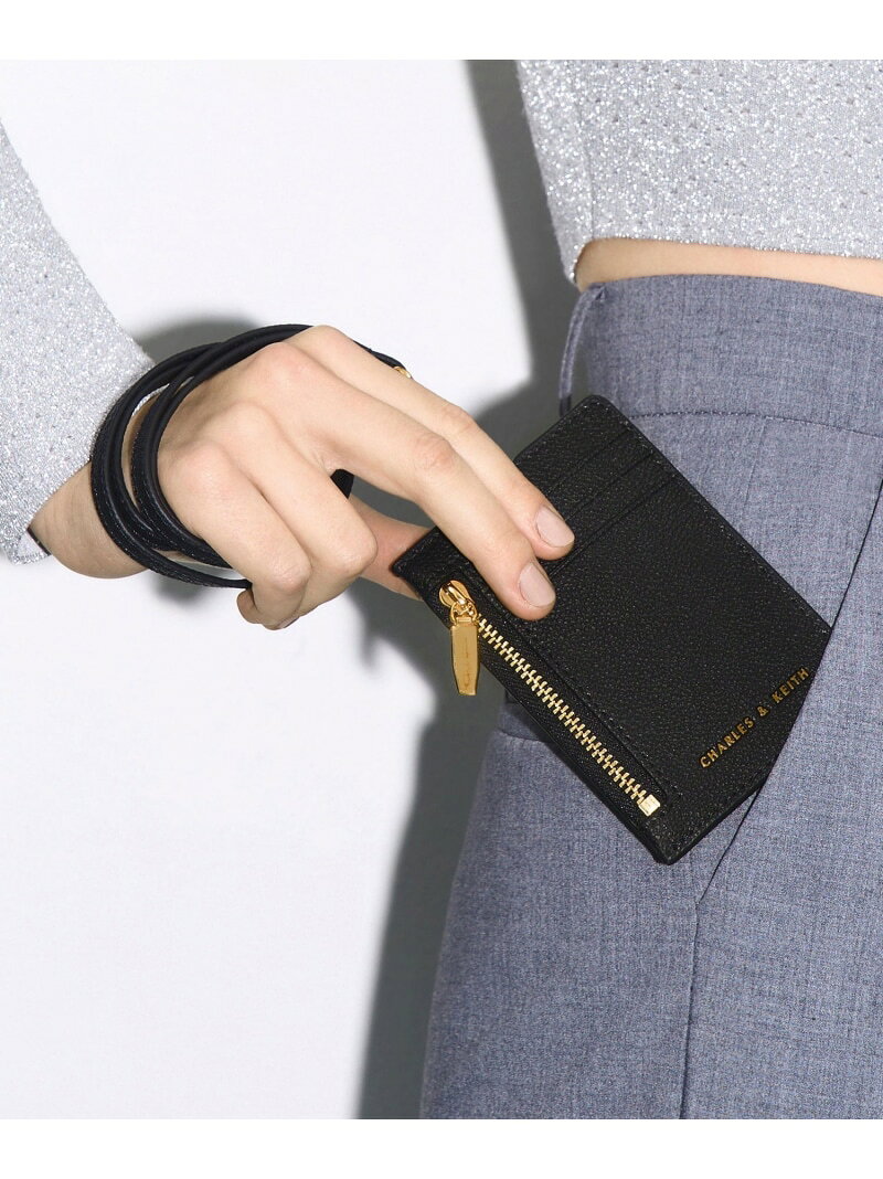 サイドジップ カードホルダー CHARLES & KEITH チャールズアンドキース 財布・ポーチ・ケース 名刺入れ・カードケース ブラック【送料無料】[Rakuten Fashion]